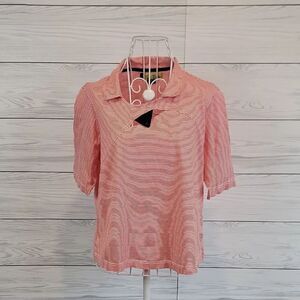 2 a Tee Striped Pink Golf Polo Top Cotton Womens Size M